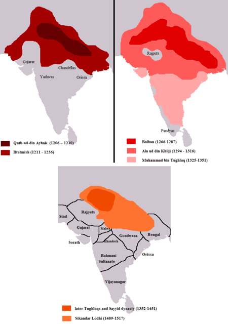 Delhi Sultanate under various dynasties