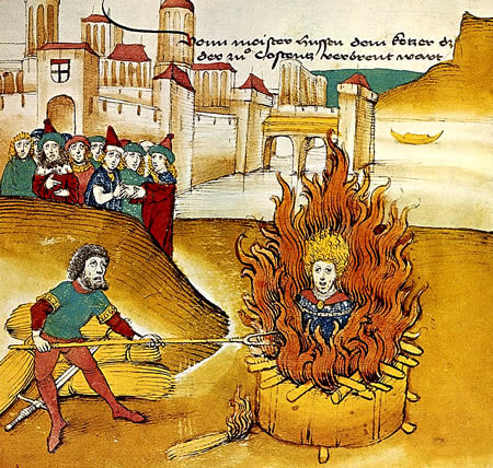 John Huss being burned at the stake