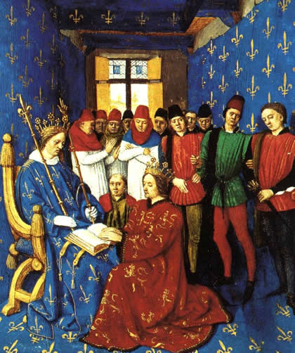 Philip IV (seated) and Edward I (kneeling)
