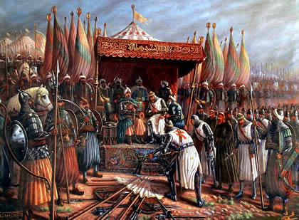 Saladin after win a major military victory at the Battle of the Horns of Hattin